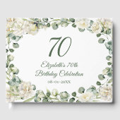Elegant Floral Greenery 70th Birthday ゲストブック (正面)