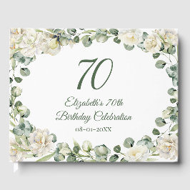 Elegant Floral Greenery 70th Birthday ゲストブック