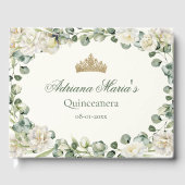 Elegant Floral Greenery Quinceanera ゲストブック (正面)