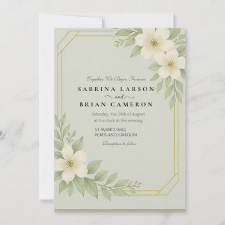Elegant Floral Greenery Wedding Invitation Card   招待状