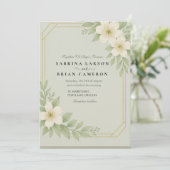 Elegant Floral Greenery Wedding Invitation Card   招待状 (スタンド正面)