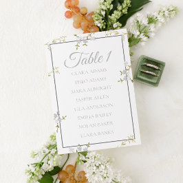 Elegant Floral Grey Wedding Seating Chart Card テーブルナンバー