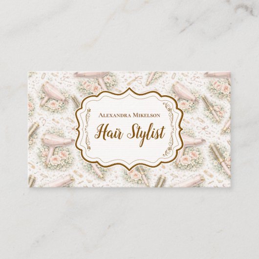 Elegant Floral Hair Stylist 名刺 (正面)