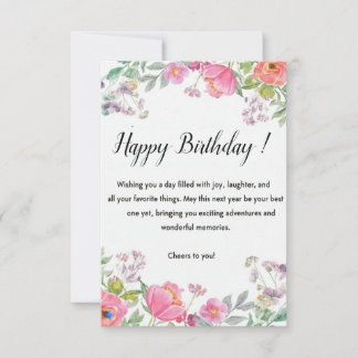 Elegant Floral Happy Birthday Greeting Card サンキューカード