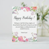 Elegant Floral Happy Birthday Greeting Card サンキューカード (スタンド正面)