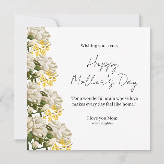 Elegant Floral Happy Mother’s Day Card  (正面)
