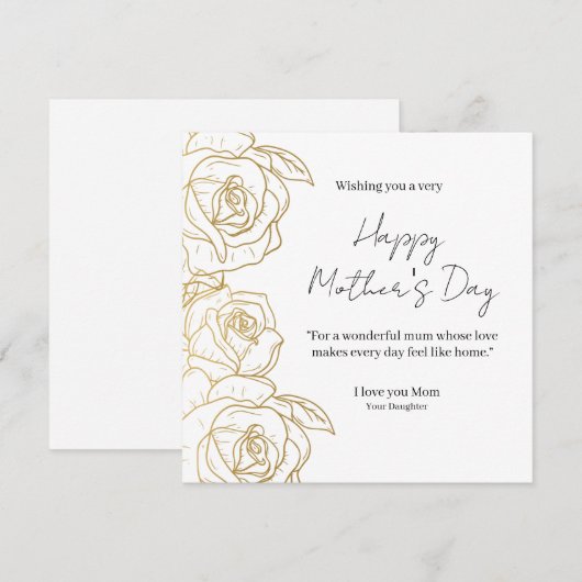 Elegant Floral Happy Mother’s Day Card  (正面/裏面)