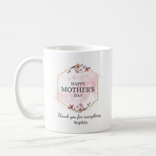 Elegant Floral Happy Mother’s Day Personalized コーヒーマグカップ (左)