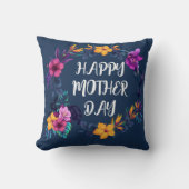 Elegant Floral Happy Mother’s Day Personalized 名前入 クッション (正面)