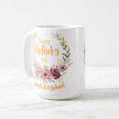 Elegant Floral Happy Mother’s Day Personalized Mug コーヒーマグカップ (正面左)