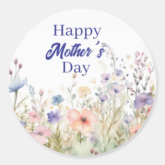 Elegant floral happy Mother's day design ラウンドシール (正面)