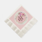 Elegant Floral "Happy Mother's Day" with Pink Rose 縁ありランチョンナプキン (角)