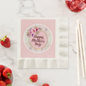 Elegant Floral "Happy Mother's Day" with Pink Rose 縁ありランチョンナプキン (インサイチュ)