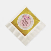 Elegant Floral "Happy Mother's Day" with Pink Rose 縁ありランチョンナプキン (角)