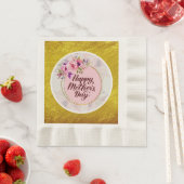 Elegant Floral "Happy Mother's Day" with Pink Rose 縁ありランチョンナプキン (インサイチュ)