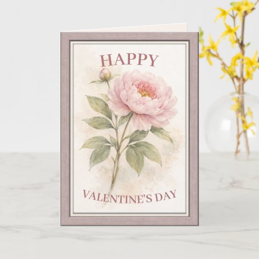 Elegant Floral Happy Valentine’s Day Card カード (黄色い花)