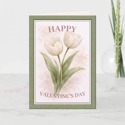 Elegant Floral Happy Valentine’s Day Card カード (正面)