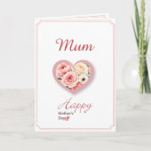 Elegant Floral Heart “Mum” Mother’s Day Card  カード (正面)