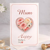 Elegant Floral Heart “Mum” Mother’s Day Card  カード