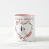 Elegant Floral Heart Wedding Couple Mug マグカップ (中央)