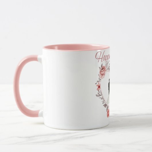 Elegant Floral Heart Wedding Couple Mug マグカップ (左)