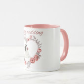 Elegant Floral Heart Wedding Couple Mug マグカップ (正面右)