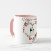 Elegant Floral Heart Wedding Couple Mug マグカップ (正面左)