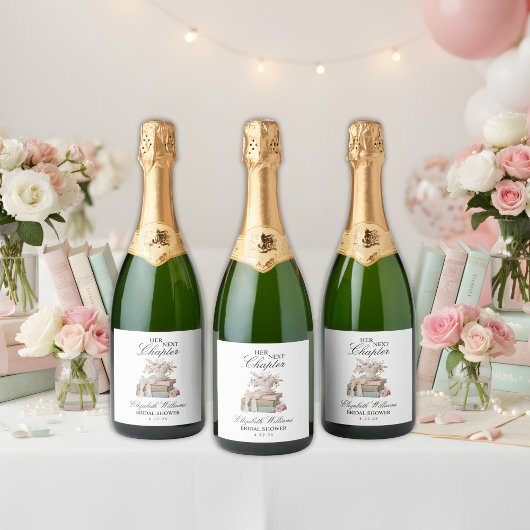 Elegant Floral Her Next Chapter Bridal Shower  スパークリングワインラベル