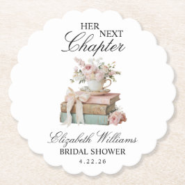 Elegant Floral Her Next Chapter Bridal Shower  ペーパーコースター