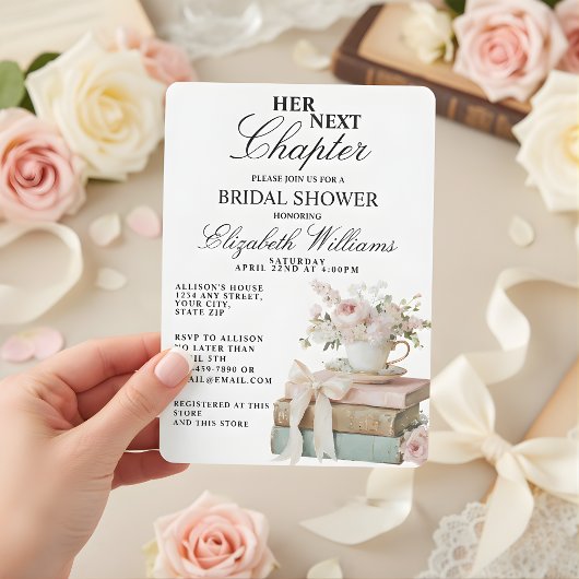 Elegant Floral Her Next Chapter Bridal Shower  招待状