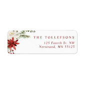 Elegant Floral Holiday Return Address Labels ラベル (正面)
