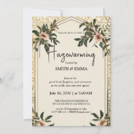 Elegant Floral Housewarming Invitation New Home  招待状