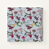Elegant Floral Hummingbird Pattern Blue ノートブック (裏面)
