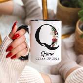 Elegant Floral Initial Custom Mug Gift for Grads マグカップ