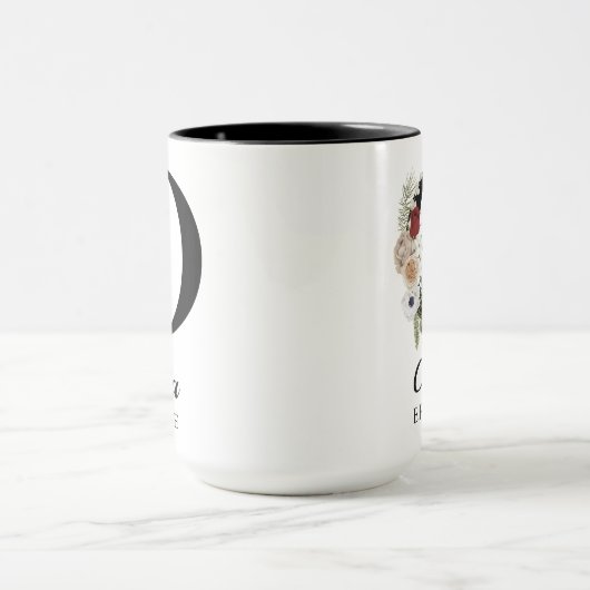 Elegant Floral Initial Custom Mug Gift for Nurses マグカップ (中央)