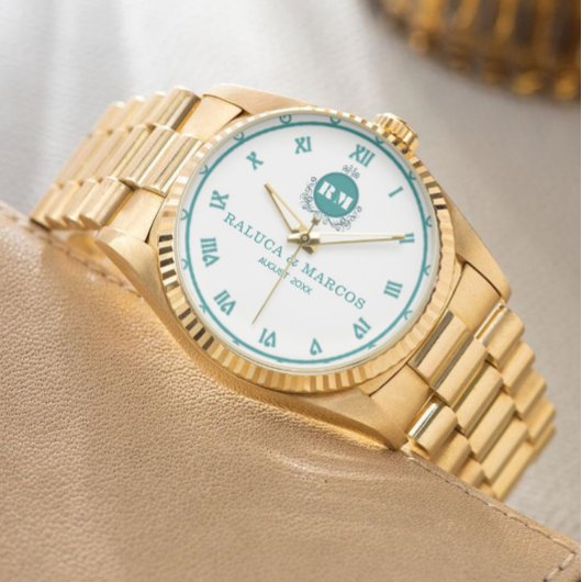 Elegant Floral Initials Wristwatch for Weddings 腕時計