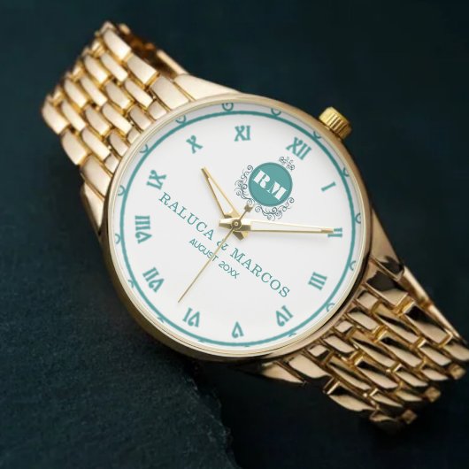 Elegant Floral Initials Wristwatch for Weddings  腕時計