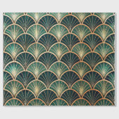 Elegant Floral Islamic Green Black Gold Art Deco ラッピングペーパー (フラット)