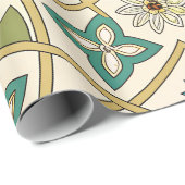 Elegant Floral Islamic Green Gold ラッピングペーパー (ロールコーナー)