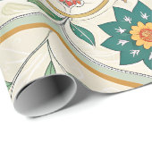 Elegant Floral Islamic Green Red  ラッピングペーパー (ロールコーナー)
