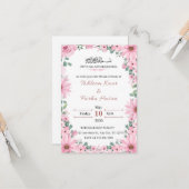 Elegant Floral Islamic Nikkah Wedding Invitation  カード (正面/裏面インサイチュ)