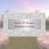 Elegant Floral Lace Look Off White Wedding Planner 名刺