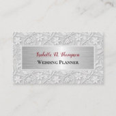 Elegant Floral Lace Look Off White Wedding Planner 名刺 (正面)