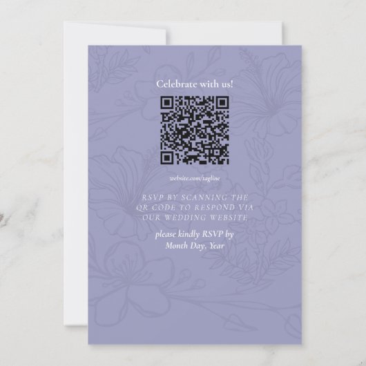 Elegant Floral Lavender Wedding Invitation 招待状 (裏面)