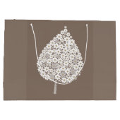 Elegant Floral Leaf Design – White and Soft Grey  ラージペーパーバッグ (裏面)
