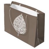 Elegant Floral Leaf Design – White and Soft Grey  ラージペーパーバッグ (裏面アングル)