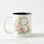 Elegant Floral Letter B Monogram Mug  Personalize ツートーンマグカップ (左)