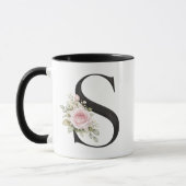 Elegant Floral Letter S Monogram Logo マグカップ (左)