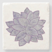 Elegant Floral Line Art Stone Coaster ストーンコースター (正面)