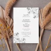 Elegant Floral Line Art Wedding Invitation 招待状